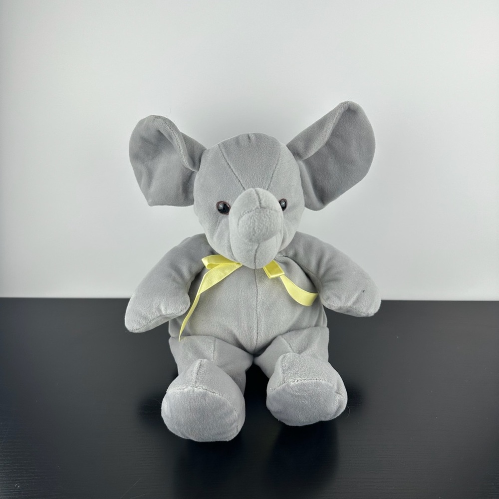 KellyToy Rare 2004 Gray Elephant 14” Yellow Ribbon Bow Large Kelly Toy Plush